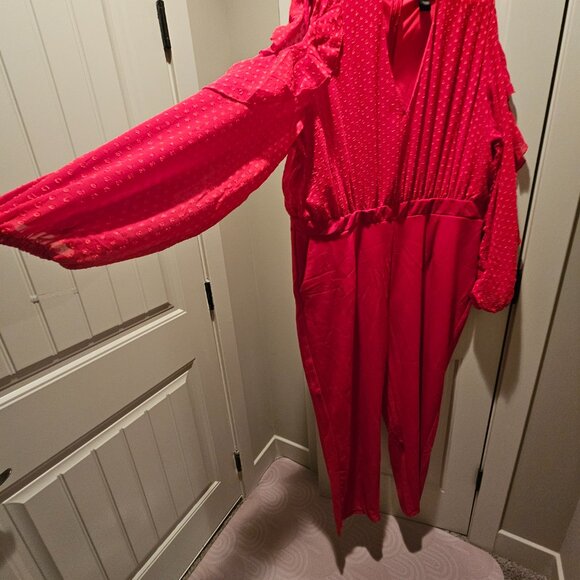 Ashley Stewart’ One-Piece Red Pants Suit 14/16 OR 28/61 NWOT - Picture 7 of 10